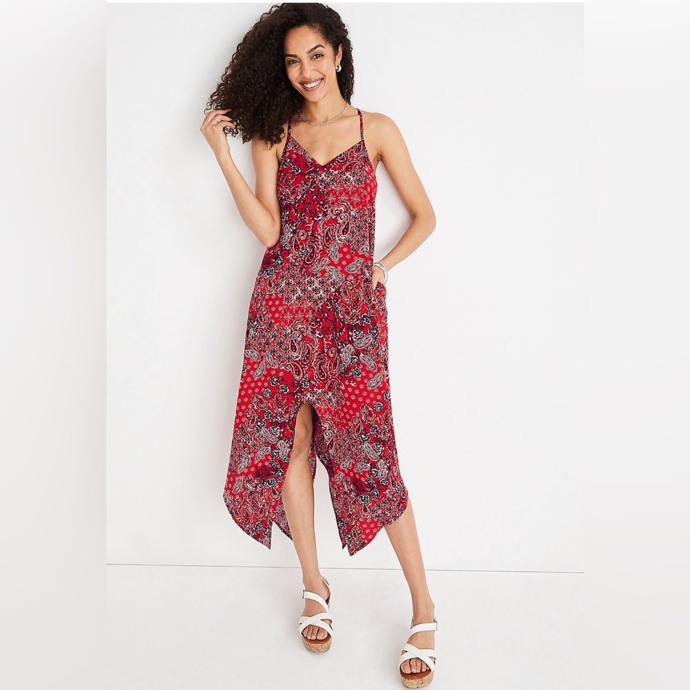 Maurices Red Americana paisley midi dress